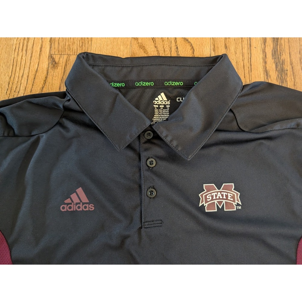 Adidas Climalite Mississippi State Bulldogs Golf Polo Shirt Black Maroon Mens XL